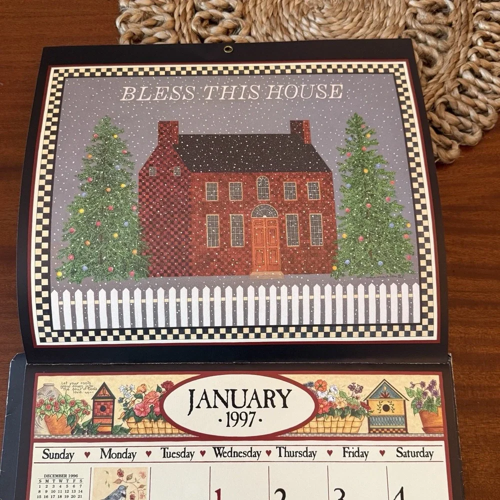 1997 Country Sampler Calendar – Peaceable Kingdom – 12x12 – Folk Art Cottagecore